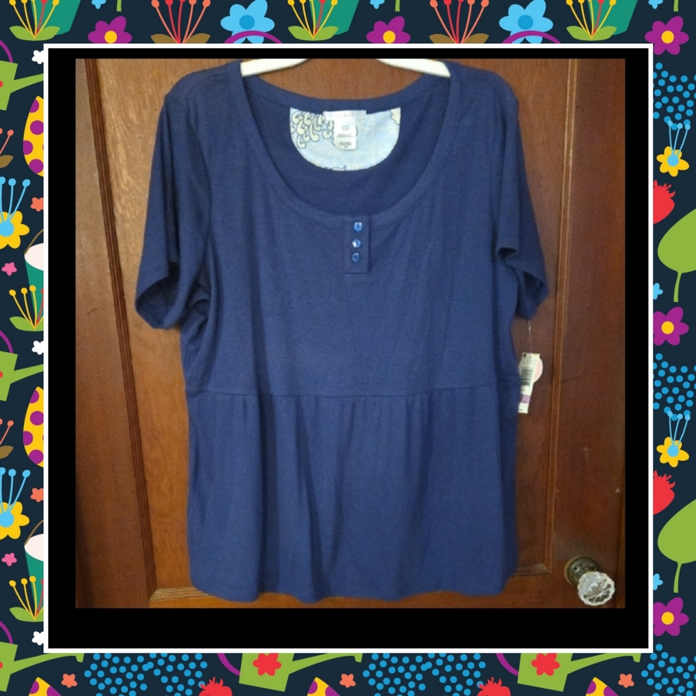 Nwt Pink K blue Lounge Top Size 1x